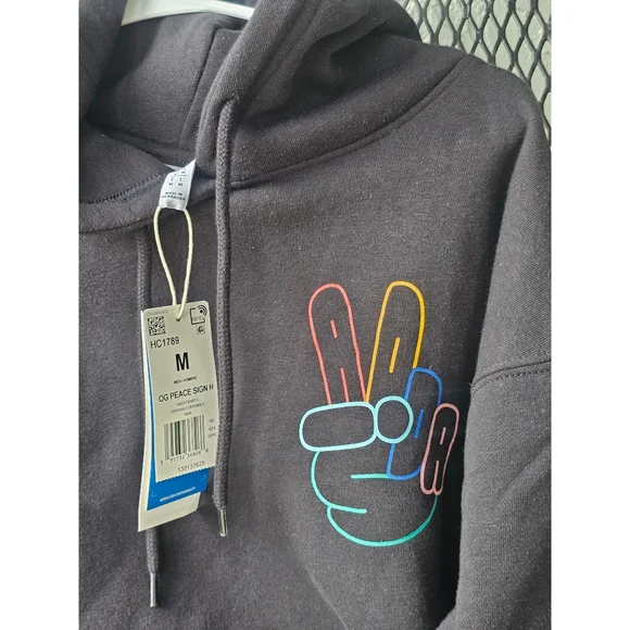 Adidas Orginals Peace Sign Trefoil Hoodie Size Medium Peace Sign Hoodie - Picture 6 of 7